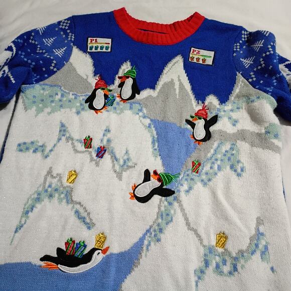 Ugly Christmas Sweater W XS/S Kids XL Husky !4/16 Penguin Video Game EASY CARE - Picture 2 of 12